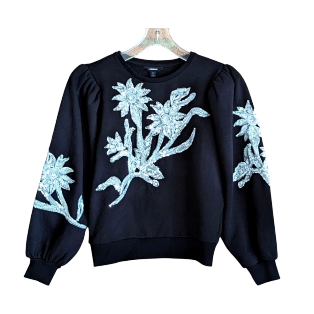Express Floral Sequined Embellished Sweatshirt - NWOT